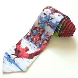 Ralph Marlin 1990 Vintage The Carolers Christmas Critters Illustrated Neck Tie